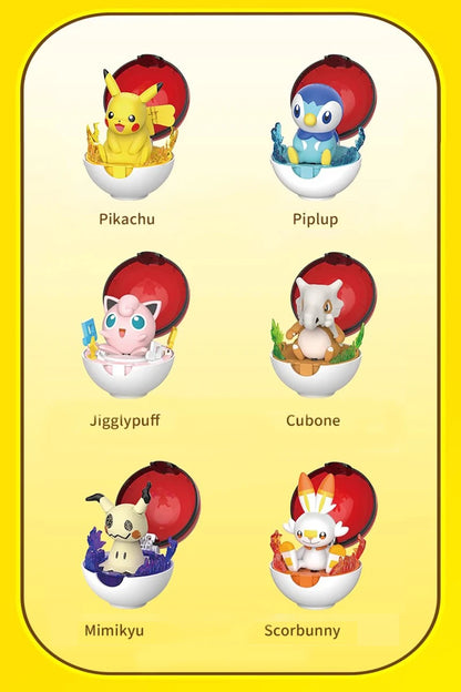 Original Pokemon Figure Pikachu Piplup Cubone Mimikyu Jigglypuff Cute Anime Ornament Pokeball Deforme Figurine Children Toy Gift