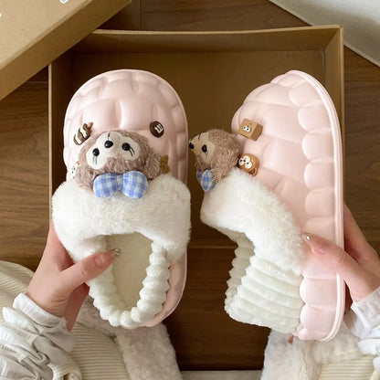 Disney Shelliemay Detachable Cotton Shoes Eva Thick Bottom With Velvet For Outer Wear, Warm And Waterproof Adult Cotton Dragging