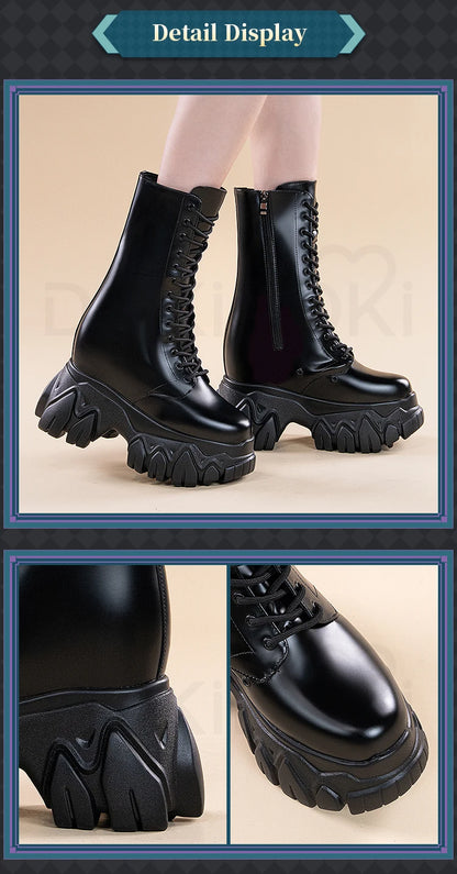 IN STOCK Women Cosplay Props 18cm Heightening Shoes DokiDoki Women Daily 12cm 11cm 18cm 22cm Black White Boots Shoes Halloween