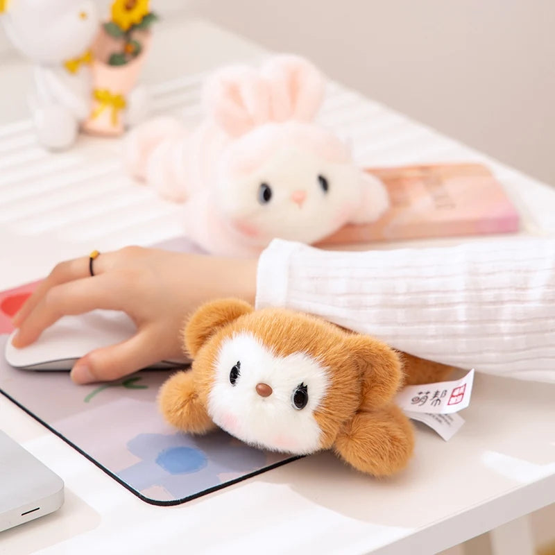 20cm Kawaii Furry Friend Stuffed Animal Dog Soft Toy Lying Puppy Panda Monkey Plushies Cute Wrist Support Plush Doll