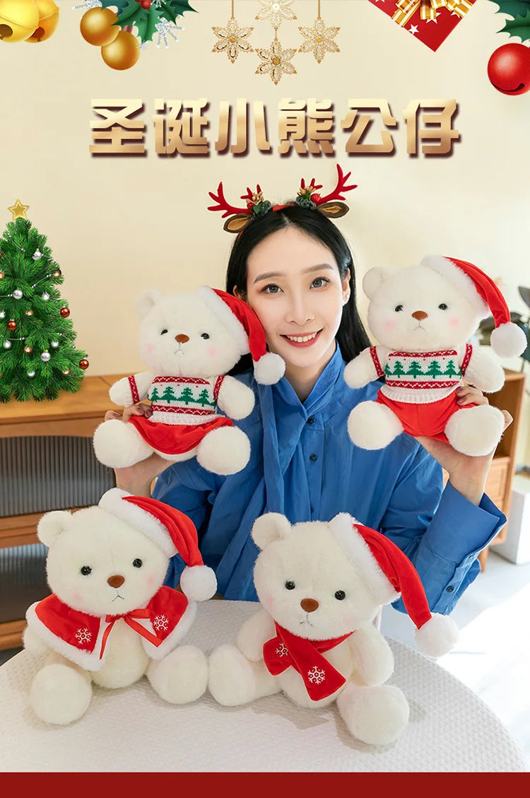 Plush Teddy Bear with Sweater Scarf for Kids Birthday Xmas Gift Cute Jointed Couple Bears Stuffed Animal Toy for Valentine