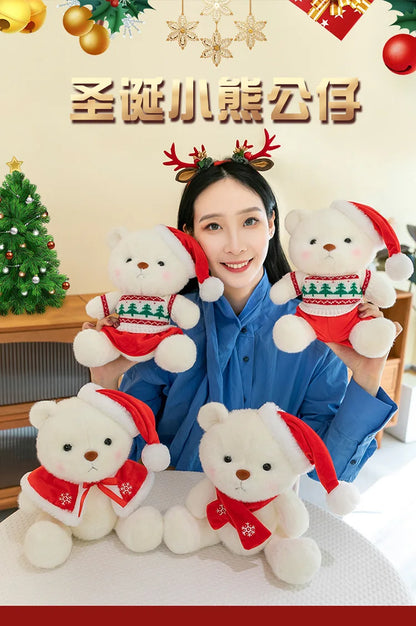 Plush Teddy Bear with Sweater Scarf for Kids Birthday Xmas Gift Cute Jointed Couple Bears Stuffed Animal Toy for Valentine