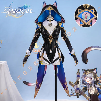 Honkai Star Rail Cipher Cosplay Costume Wig Uniform Jumpsuit Cifera Leggings Tail Props Halloween Party for Women Girls Carnival