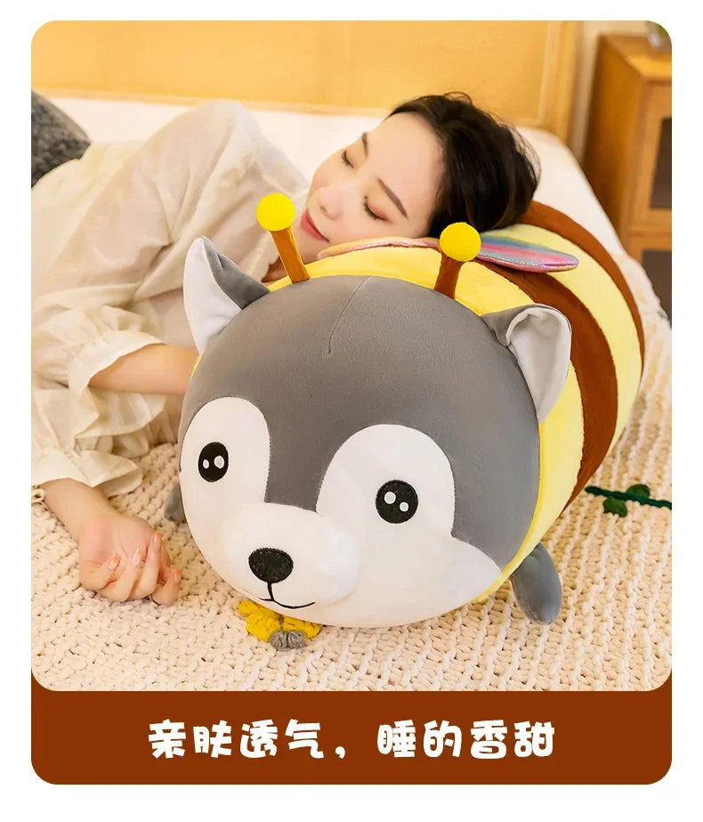 75CM Cute Soft Kawaii Honey Husky  Plush Toys Dog Stuffed Animals Long Pillow Doll for Kids Girlfriend Birthday Gift Home Decor