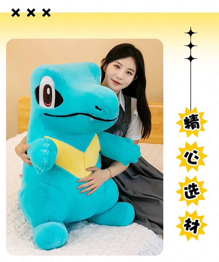80CM Big Size Pokemon Totodile Plushies Waninoko Peluche Cartoon Anime Kawaii Ornament Comfortable Soft Doll Children Toy Gift