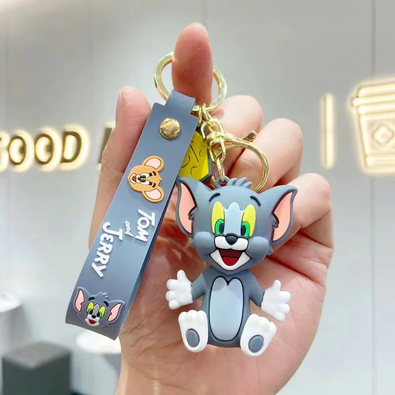 Cartoon Anime Disney Keychain Tom and Jerry Toys Doll Car Cute Keychains Bag Pendant Action Figure Pendant Kids Toys Gifts