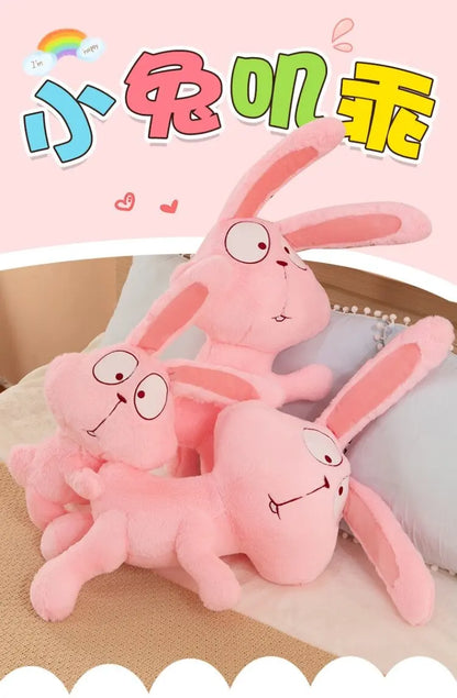 Cute Funny Plush Rabbit Toy Pink Cartoon Bunny Doll for Kids Birthday Xmas Gift Stuffed Animal Cuddly Pillow 120cm