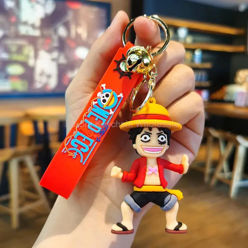 Anime One Piece Dragon Ball Keychain Luffy Sauron Nami Chopper Silicone Cute Car Keyring Pendant Toys Birthday Kids Toys Gifts