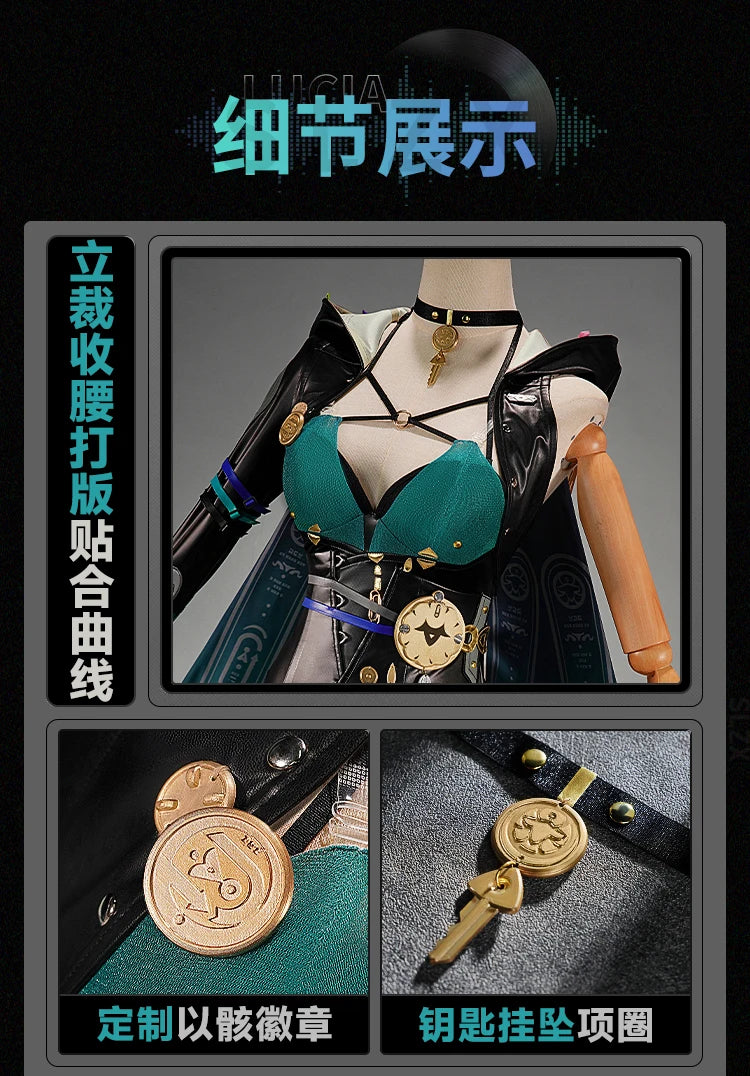 Zenless Zone Zero Lucia Cosplay Costume Wig Bodysuit Uniform Headwear Tail Spook Shack Halloween Party for Women Girls Outfit