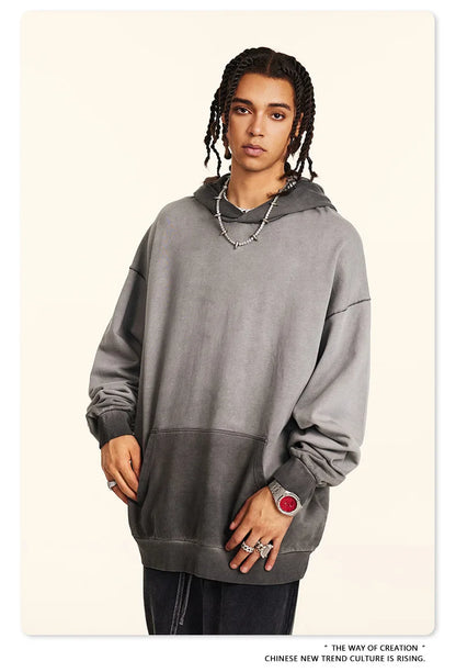 ZODF American Retro Washed Cotton Hoodie For Men Unisex Autumn High Street Oversized Knitted 380gsm Hooded Pullovers Coat HY0913