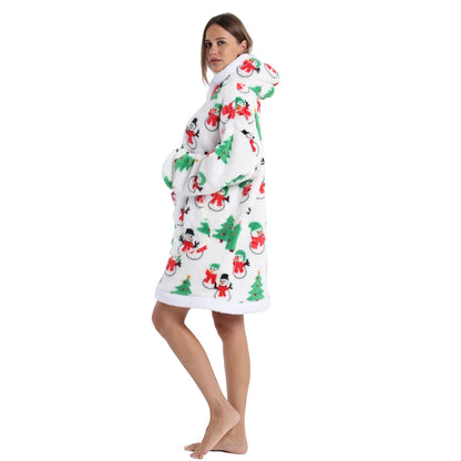 Oversized Hoodie Blanket for Adults Leopard Red Blue Black Fluffy TV Blanket Warm Thick Man Woman Winter Halloween Christmas Pjs