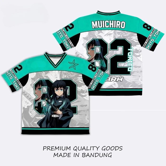 Demon Slayer Muichiro Tokito Anime Series Number 82 Jersey Oversize Kpop Baseball Hockey Outfit T-shirt Daily Unisex Tops Tees