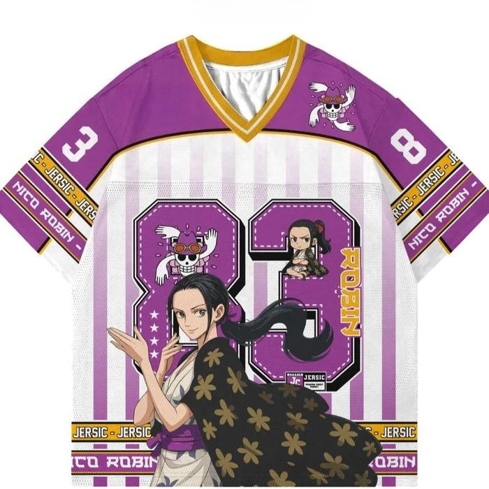 Jersey One Piece The Straw Hat Pirates Anime Kpop Baseball Hockey T-shirt Fashion Streetwear Anime Y2k Daily Unisex Tops Tees