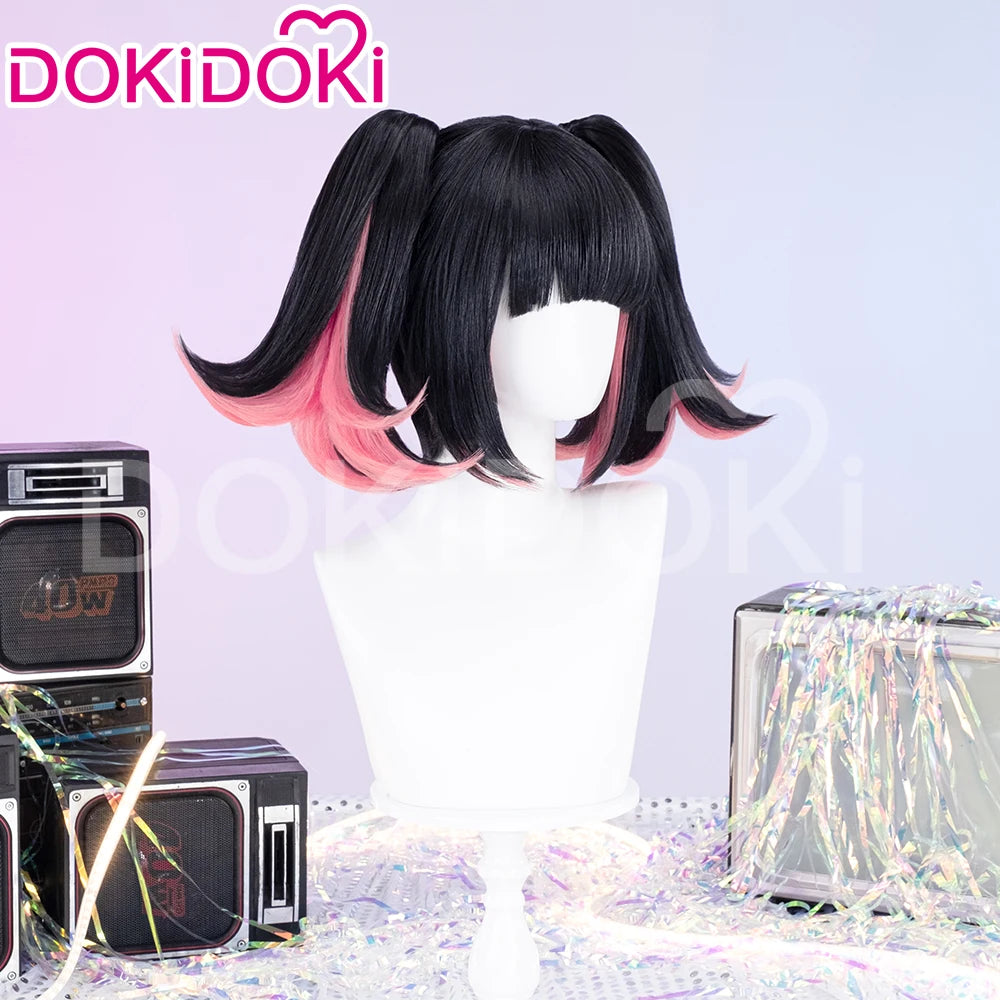 Virtual Idol Cosplay Wig Game Zenless Zone Zero Cosplay DokiDoki Women 40cm Cute Black Pink Short Wig ZZZ Cosplay Free Wig Cap
