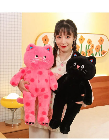 Cute Polka Dot Cat Plushie Doll Internet Famous Plush Toy Cat Doll Pillow Cushion for Girls Sleeping Gift Charming Skin-Friendly