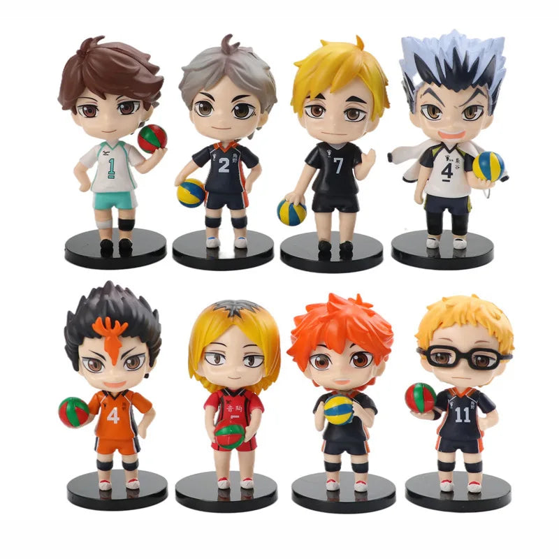 8Pcs/1Set Haikyuu Figure Oikawa Tooru Model Q version Hinata Shoyo Toy Kei Tsukishima Gift Collection Tadashi Yamaguchi PVC