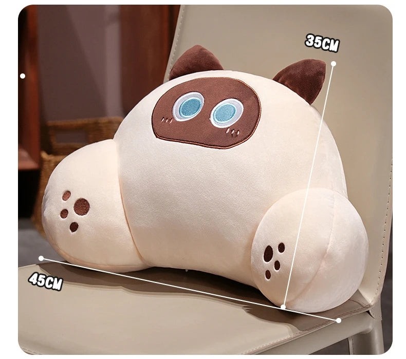 Comfortable Cat Style Back Cushion Sofa Bed Chair Lumbar Support Cushion Comfortable Throw Pillow Reading and Watching TV Soft