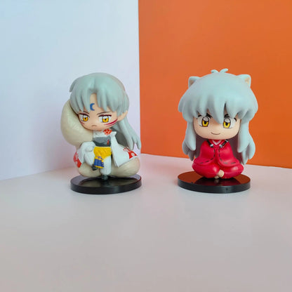 New  Inuyasha Anime Figure Higurashi Kagome Miroku Sesshoumaru Action Figure Q Version Toys Pvc Model Doll  Gifts for Kids