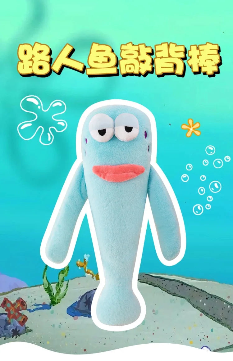 Sanrio 80cm Cute Plush Cartoon Ugly Fish Stuffed Toy Funny Knock Knock Doll New Viral Kids Birthday Christmas Gift for Children