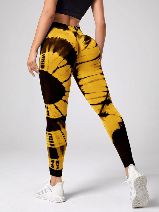 Seamless High Waist Tie Dye Leggings for Women Yoga Fitness Butt Lifting Workout Tights