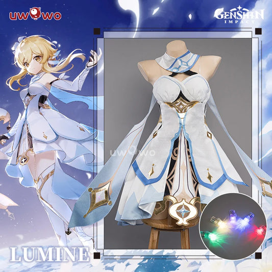 LAST BATCH UWOWO Traveler Lumine Cosplay Costume Game Genshin Impact Female Lumine Dress Full Set Oufits with Shinning Lights