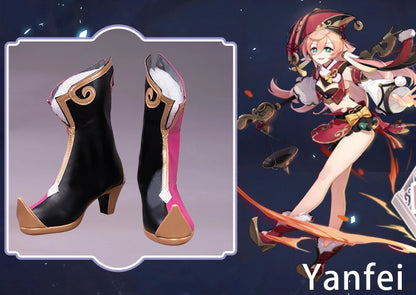 UWOWO Yanfei Cosplay Shoes Game Genshin Impact  Boots  Footwear  Accessories