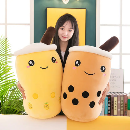 Bubble Tea Boba Plushie Kawaii Room Decor Plush Toy Stuffed Ice Cream Food Milk Tea Soft Hug Cushion Birthday Gift for Kids