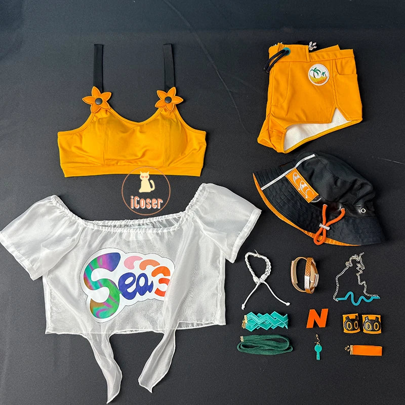 Zenless Zone Zero Belle Cosplay Costume Swimsuit Summer Swimwear Hat Headwear Earrings Phaethon Wise Halloween Party Women Girls