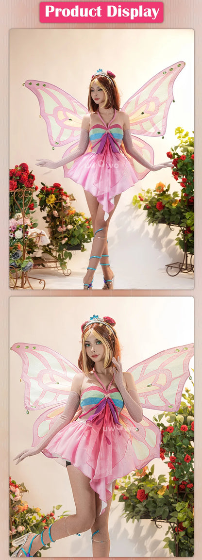 IN STOCK UWOWO Bloomm Enchantixx Flora Cosplay Costume Big Fairy Wings Cosplay Outfit Butterfly Fairy Women Wing