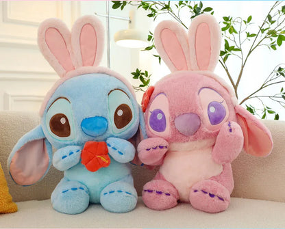40/56/76cm Big Size Disney Stitch Angel Transformed Into A Rabbit Anime Plush Stuffed Doll Room Plushies Pillow Ornaments Gifts