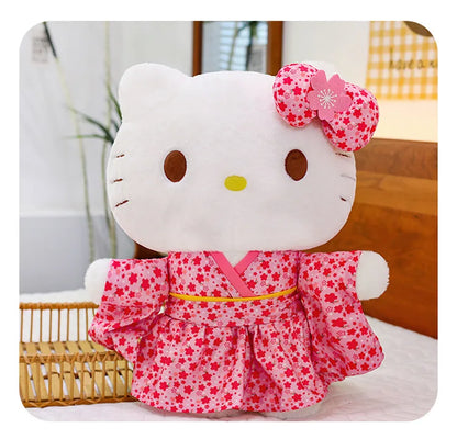 Sanrio Kawaii Hokkaido Japanese Kimono Hello Kitty Plush Toy Cute Sakura Kitten Stuffed Animal Kids Birthday Gift for Children