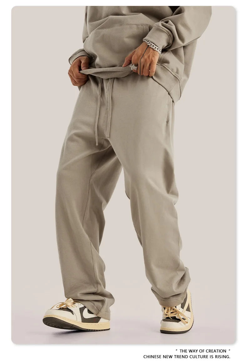 ZODF New 2025 Autumn Men's 445GSM Sweatpants Unisex High Street Soft Knitted Straight Pants Brand Streetwears Tracksuits HY0382