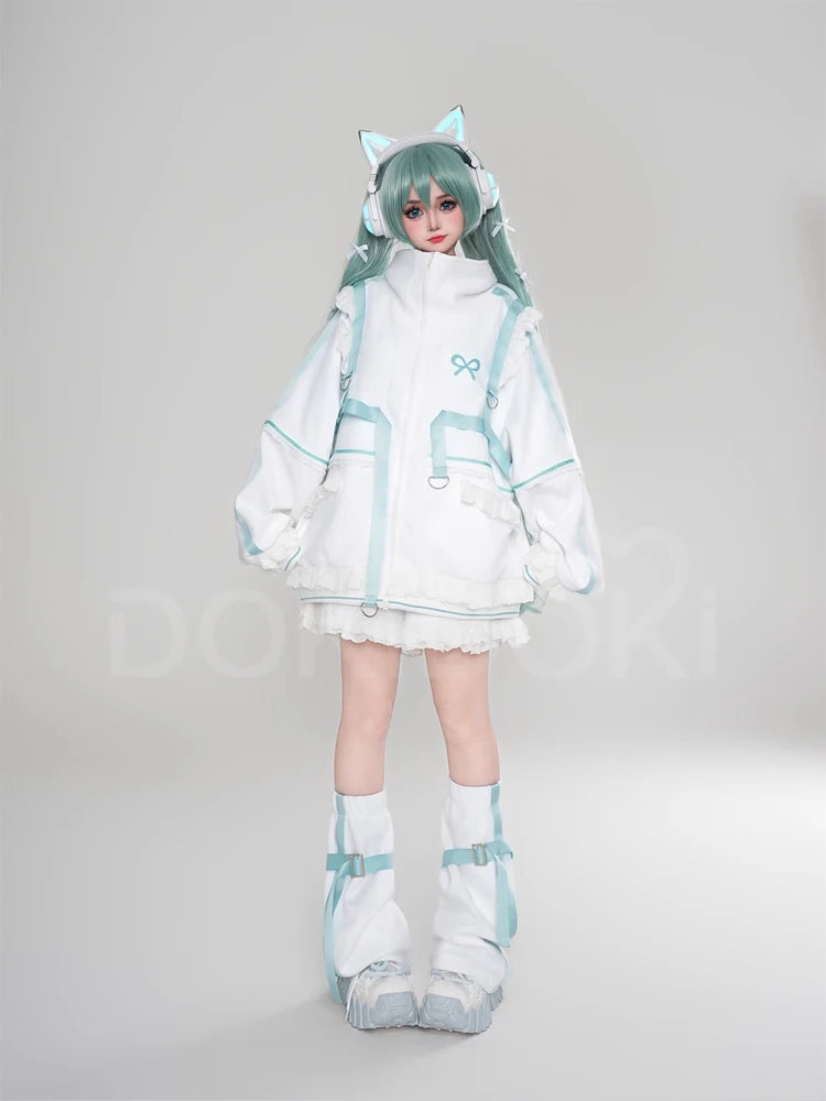 Rinn Mikuu Cosplay Costume DokiDoki-R Mikku Rinn Cosplay Women Cute Black Green Costume Set Mikuu Rinn Cosplay