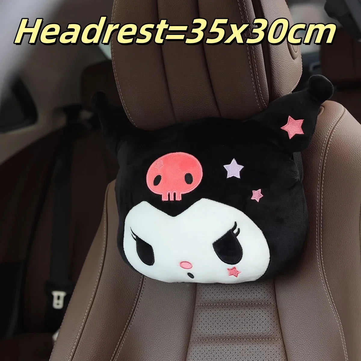 Kuromi My Melody Pillow Stuffed Anime Kuromi Car Headrest Safety Seat Belt Cover Cushion Cartoon Car Decoration Girl Gifts