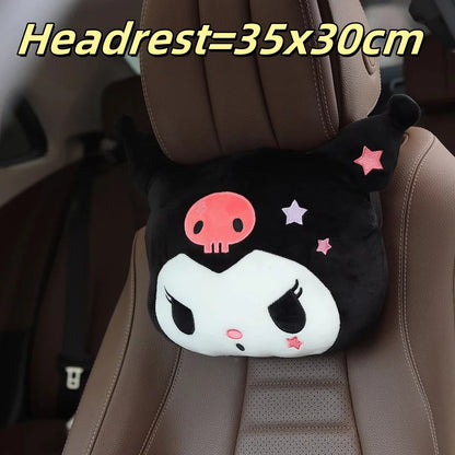 Kuromi My Melody Pillow Stuffed Anime Kuromi Car Headrest Safety Seat Belt Cover Cushion Cartoon Car Decoration Girl Gifts