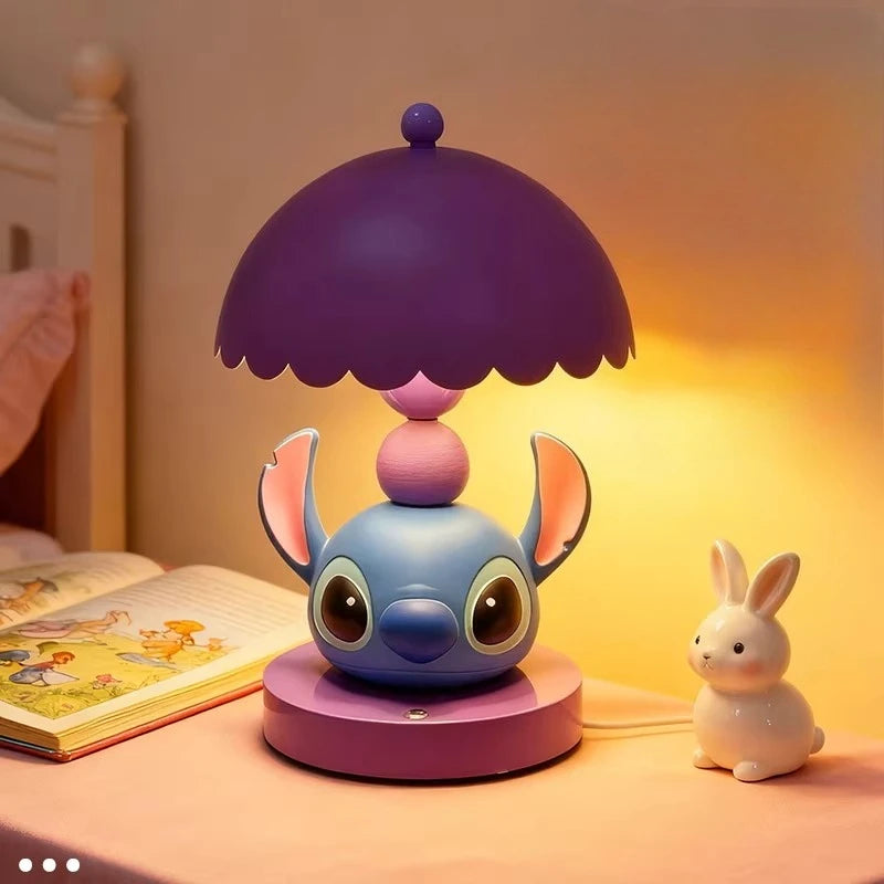 Cute Disney Lilo&Stitch Bedroom Bedside Lamp Anime Figure Table Lamp USB Plug 3 Color Dimming Living Room Study Atmosphere Light