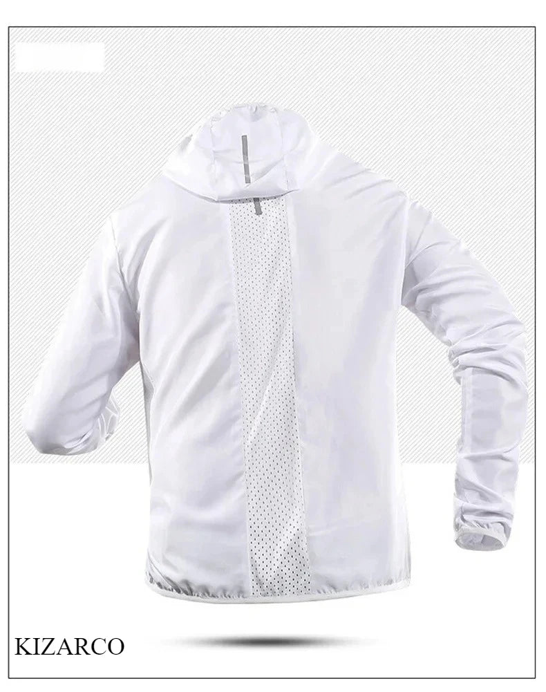 2025 Running Jacket Autumn Reflective Hooded Gradient Color Sportswear Breathable Men and Women Jogging Coat