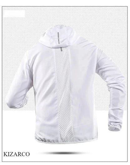 2025 Running Jacket Autumn Reflective Hooded Gradient Color Sportswear Breathable Men and Women Jogging Coat