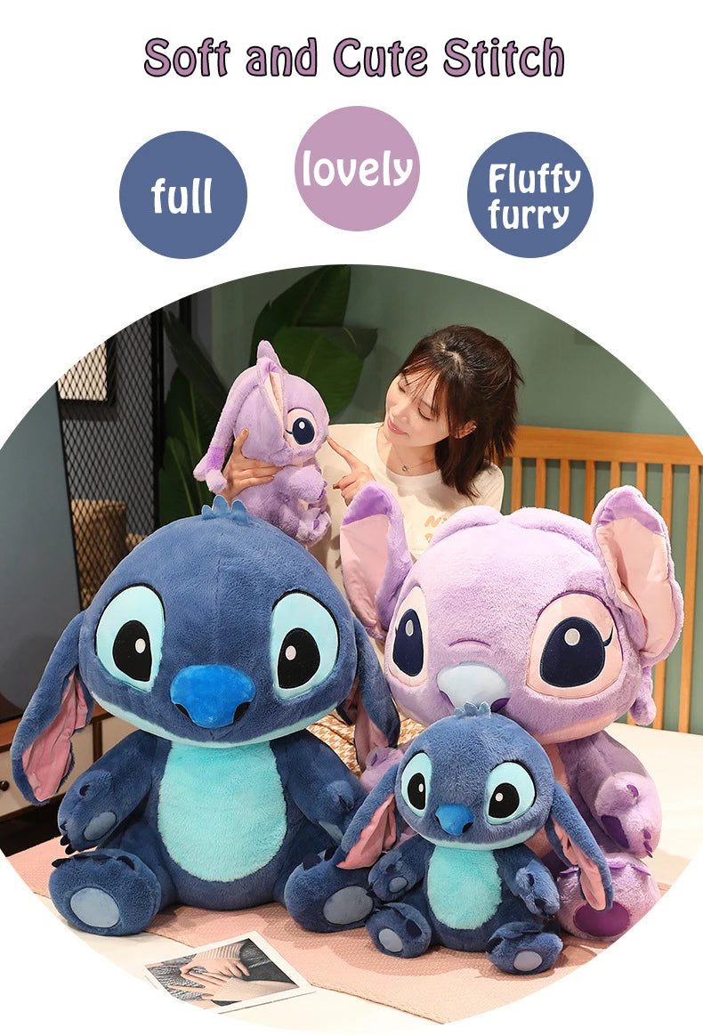 35/60cm Disney Lilo and Stitch Plush Toys Cute Anime Stich Doll Stuffed Plushie Angel Pillow Soft Gift for Children Kawaii
