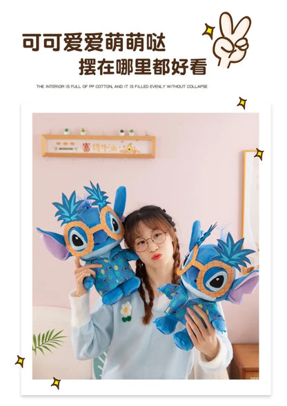 Disney Kawaii Plush Toy Stitch with Sunglasses Cute Pineapple Doll for Kids Birthday Xmas Gift Stuffy Animal Plushie Soft Toy