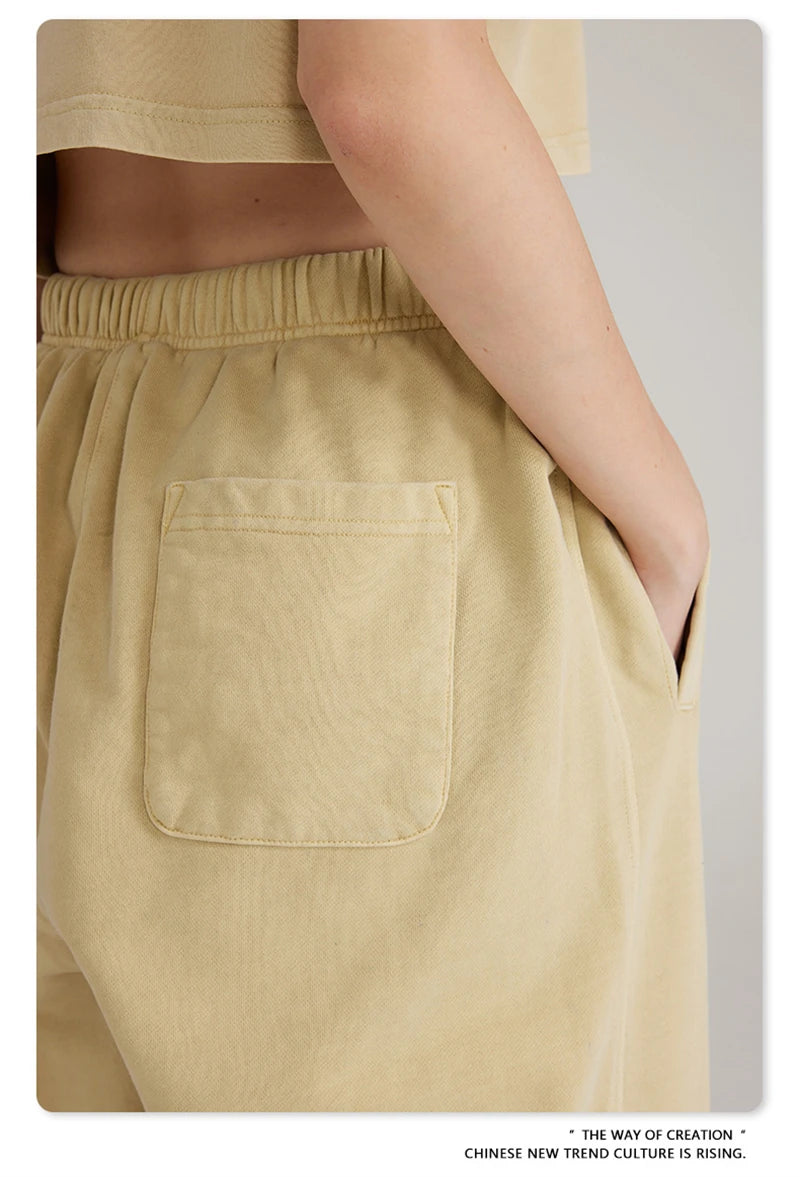 ZODF 2023 Spring Men 380gsm Washed Cotton Pants American Retro Unisex Loose Edge Oversized Straight Trousers Streetwears HY0537