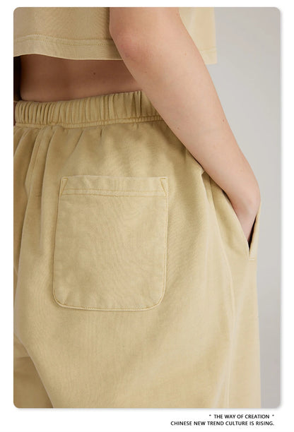 ZODF 2023 Spring Men 380gsm Washed Cotton Pants American Retro Unisex Loose Edge Oversized Straight Trousers Streetwears HY0537