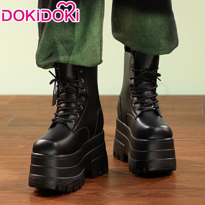 IN STOCK Men Women Cosplay Props 19cm Heightening Shoes DokiDoki Men Daily Black White 15cm Leather Shoes Halloween Cosplay