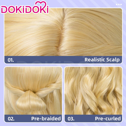 Women Princess Wig Anime DokiDoki Women Long 80cm Golden Curls Hair Christmas Princess Cosplay High Heat Resistant Free Cap Wig
