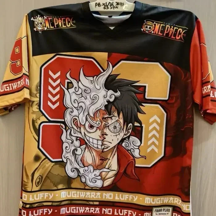 2526 New Bandai Anime One Piece Luffy Summer Jersey T-shirt Oversized 3D Adult and Children's Multifunctional  Christmas Jersey
