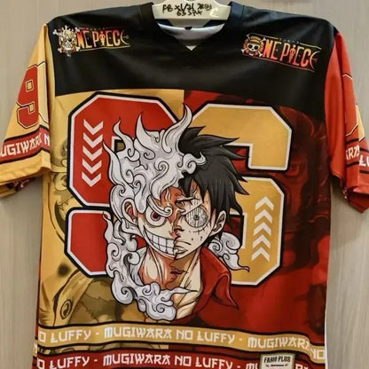 2526 New Bandai Anime One Piece Luffy Summer Jersey T-shirt Oversized 3D Adult and Children's Multifunctional  Christmas Jersey