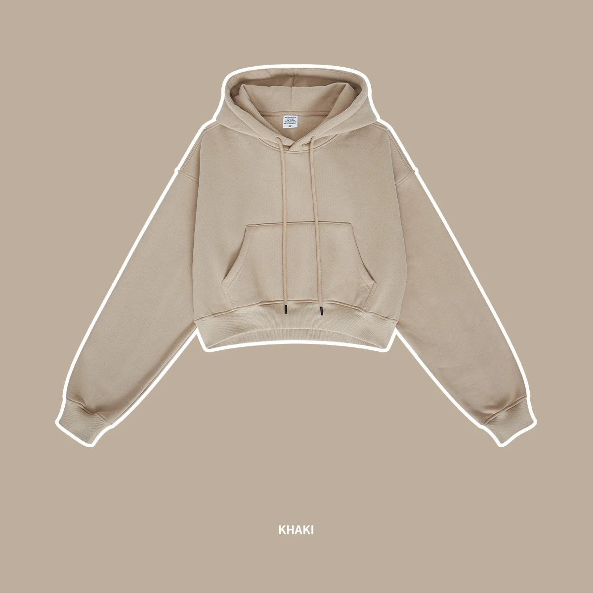 ZODF Chic Sexy Women Super-short Fleece Cropped Hoodies Girl Female Hip Hop Loose 345gsm Solid Hooded Pullover Streetwear HY0340