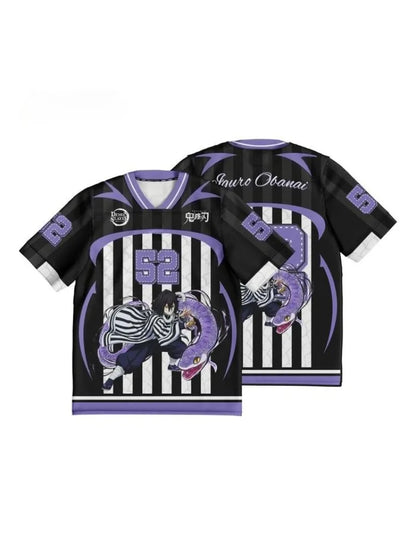 Demon Slayer Obanai Iguro Anime Series Number 52 Jersey Oversize Kpop Baseball Hockey Outfit T-shirt Daily Unisex Tops Tees