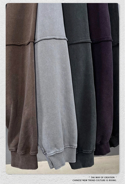 ZODF Vintage 2025 Autumn 370gsm Fake 2-Piece Hoodies For Man Unisex Washed Fire Snowflake Hooded Pullovers Terry Coats HY1108