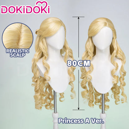Women Princess Wig Anime DokiDoki Women Long 80cm Golden Curls Hair Christmas Princess Cosplay High Heat Resistant Free Cap Wig